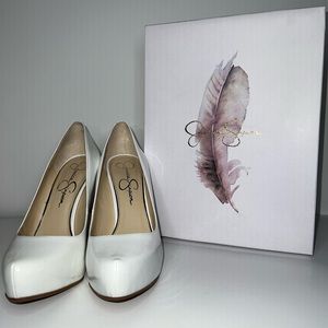 Jessica Simpson Parisah Pointed Toe Classic White Patent Leather Pumps